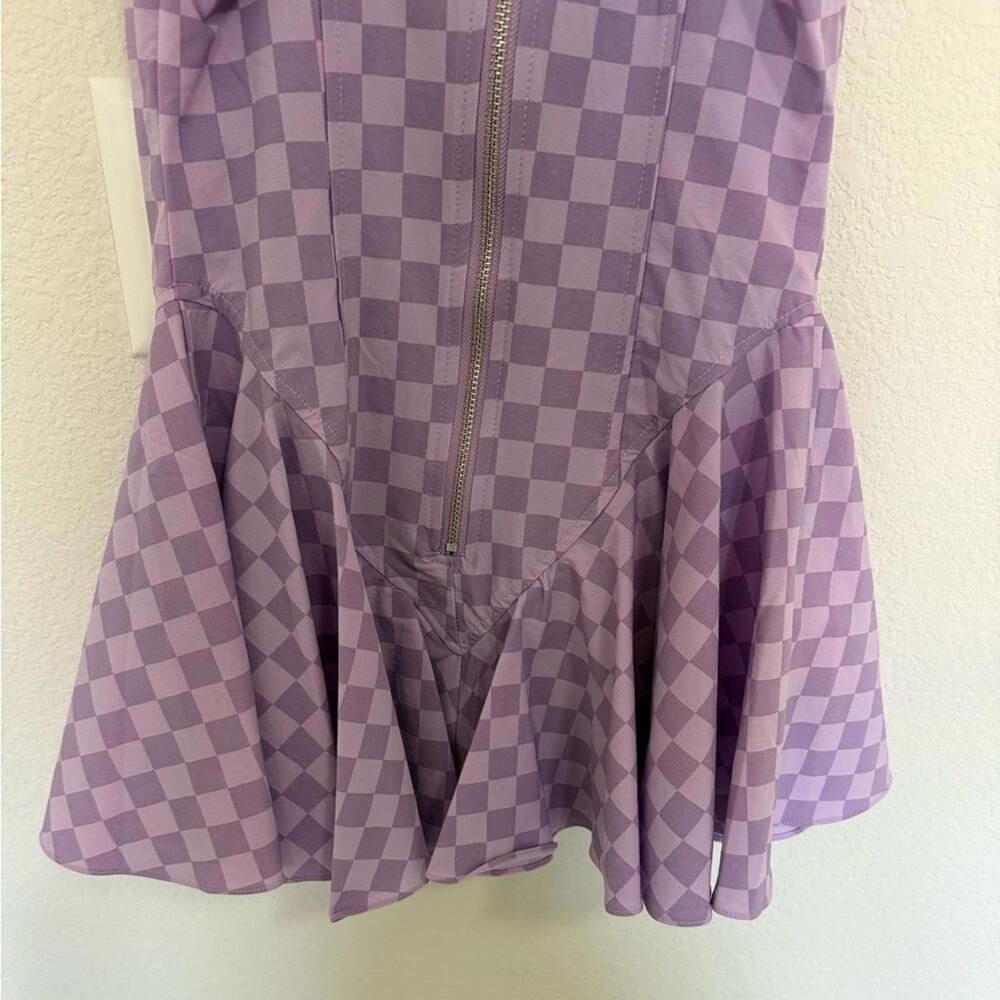 Dolls Kill First Move Checkered Lace-Up Mini Dress Lavender Purple Size Small S - Picture 6 of 10